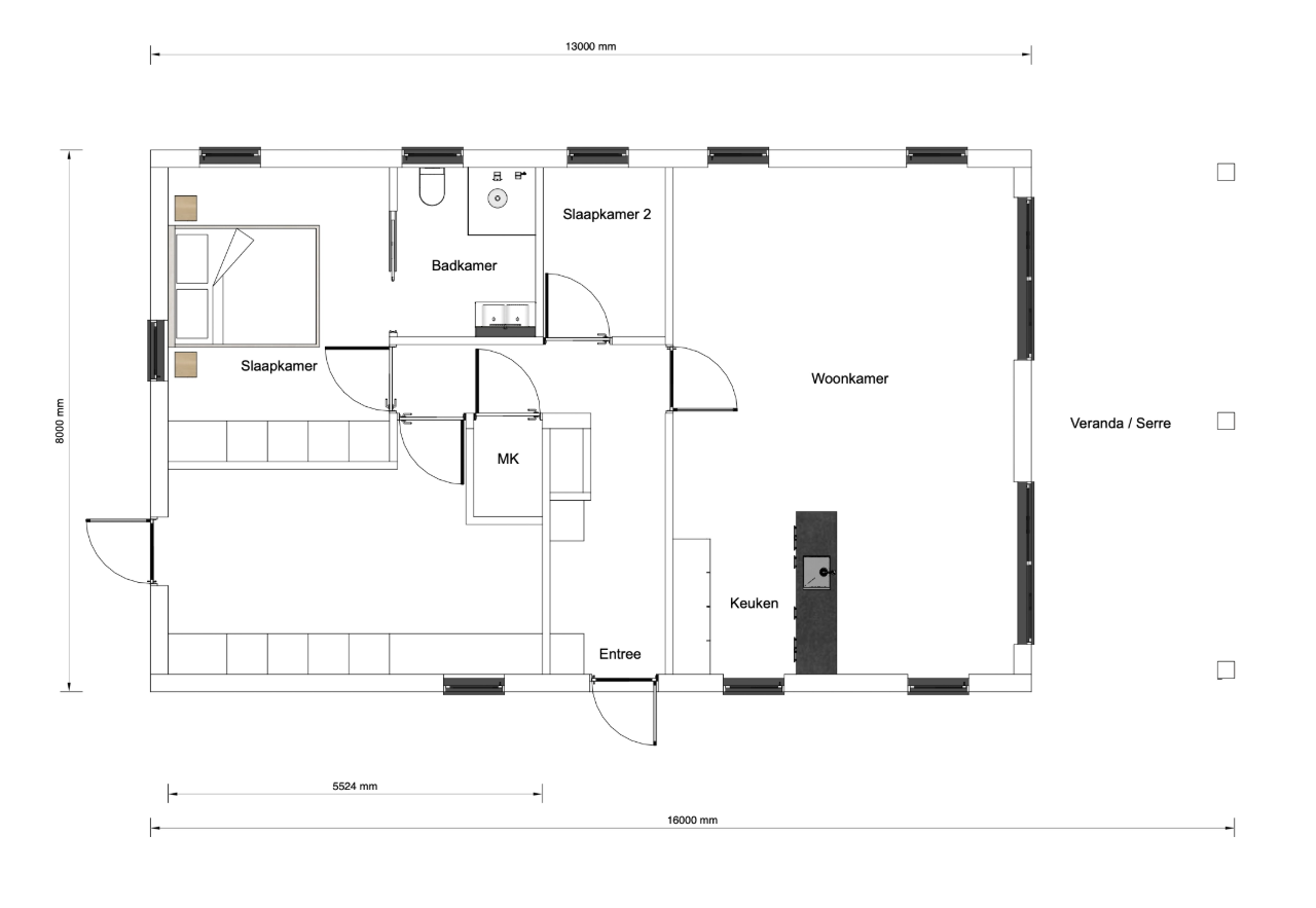 Plattegrond mantelzorgwoning 104 m2