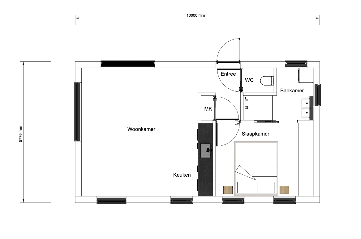 Plattegrond van de Mira lessenaarsdak