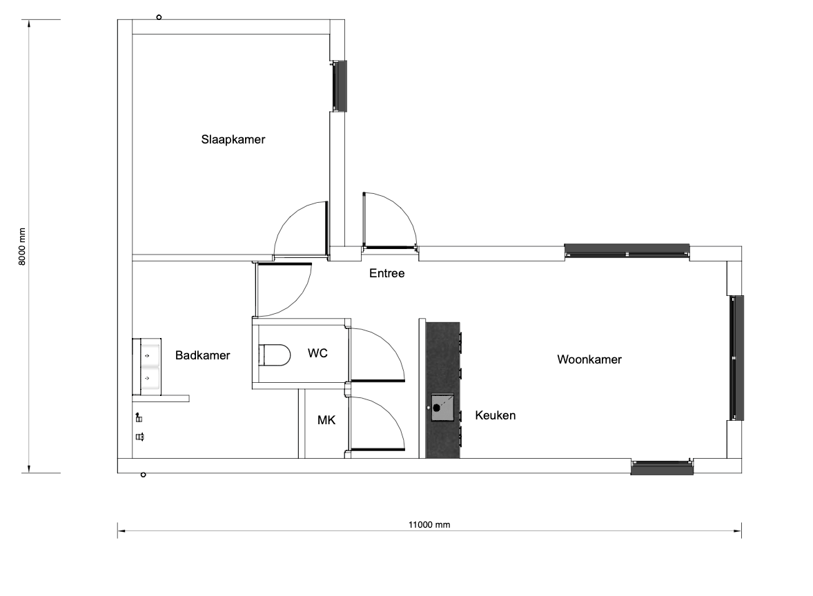 Plattegrond van de Versin plat dak